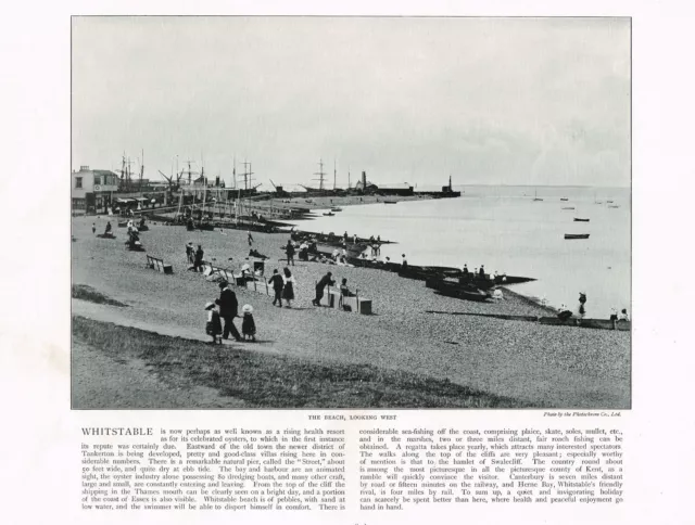 Whitstable Beach Kent Antique Picture Print Old Victorian 1900 ROC#178