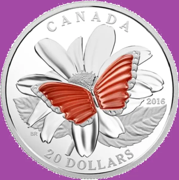2016 Canada Colored Wings Butterfly $20 Proof Silver 99.99% Coin Mint Set (JC)