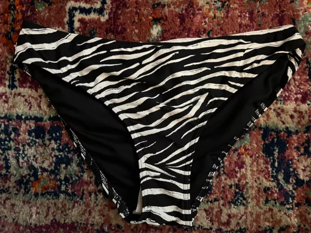 BNWT M&S Size 12 High Leg Bikini Bottoms Black And White