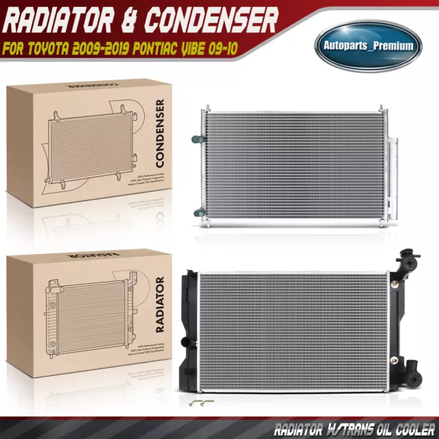 Radiator & AC Condenser Cooling Kit for Toyota 2009-2019 Pontiac Vibe 2009-2010