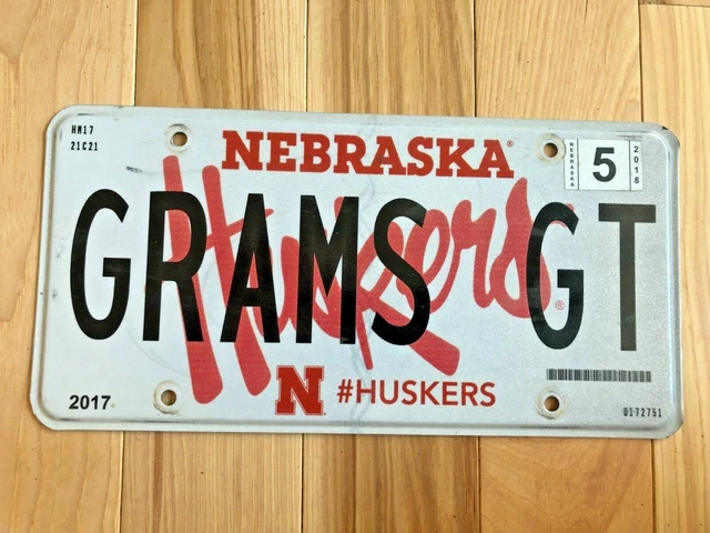 2018 Nebraska Vanity License Plate - "Grams GT"