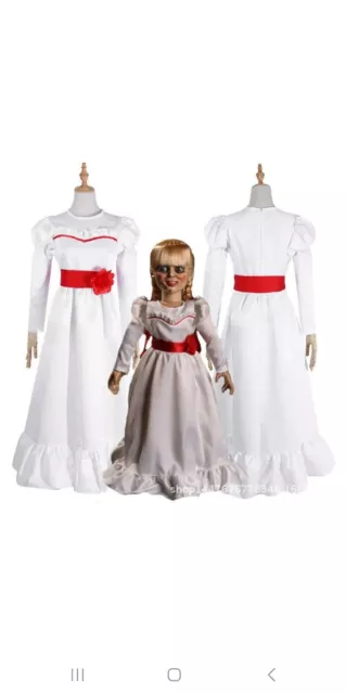 Girls Annabelle The Conjuring Adult Halloween Horror Fancy Dress Costume Cosplay