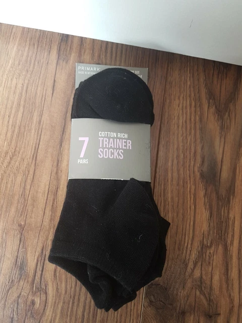 Primark 7 paires de chaussettes d'entraînement en coton riche taille unique 4-8 neuves