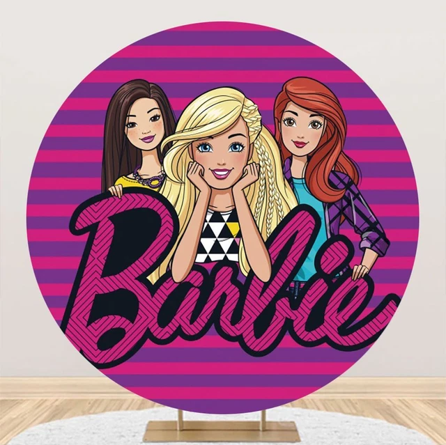 ROUND PRINCESS BIRTHDAY Barbie Backdrop Background Girl Photo Party ...