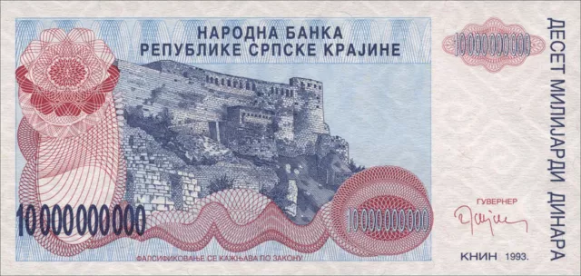 Kroatien / Croatia P.R28 10 Mrd Dinara 1993 Krajina (1) UNC