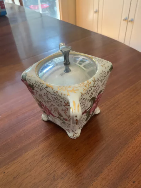 Vintage Midwinter Retro 50’s sugar bowl and lid, apple blossom chintz FREE POST 3