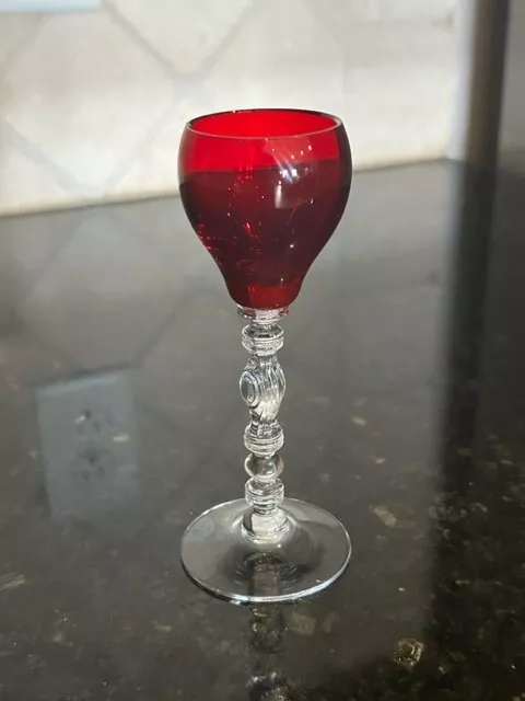 LOVELY Cambridge Carmen Red Tally Ho Cordial Glass 6" Stem 1402