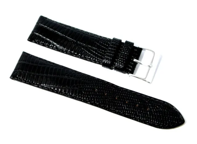 Cinturino orologio in vera pelle semi imbottito stampa lucertola nero 18mm