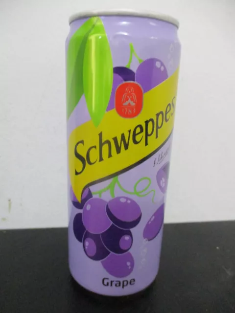 Schweppes  Grape  flavor : 330ml empty  can, Israel  for  Palestine territory.