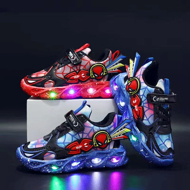 UK SPIDERMAN LED Trainers Shoes Flashing Light Up Sneakers