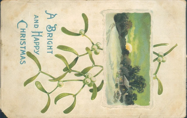 Christmas holly and inset rural snow scene Davidson bro