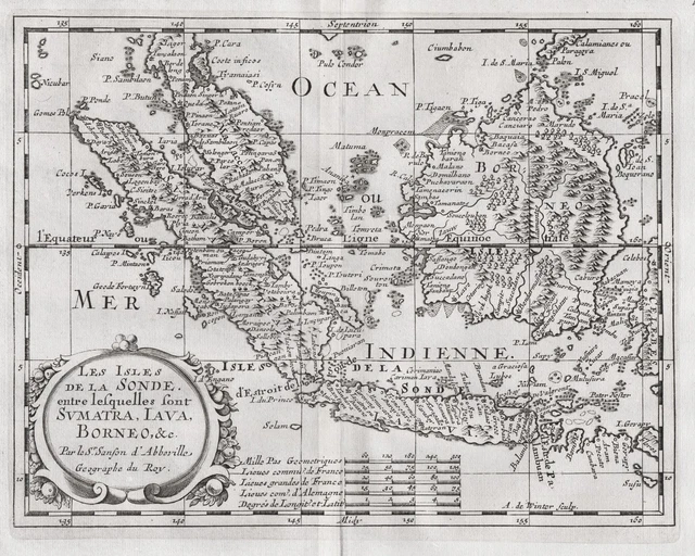 BORNEO JAVA ISLAND Sumatra Indonesia Asia Asie carte map Karte Sanson ...