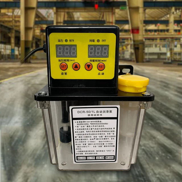 1L Dual Digital Display Automatic Electric Lubrication Pump CNC Oiler 50CC 110V