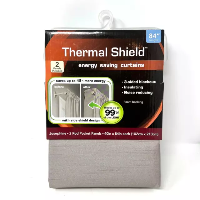 Thermal Shield 3 Sided Blackout Thermal Curtains Insulating Noise Reducing 2 Pcs