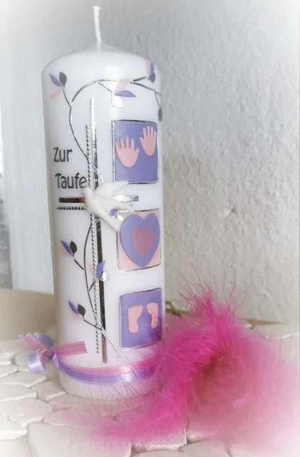 Kerze zur Taufe/Geburt, kostenlos personalisierbar