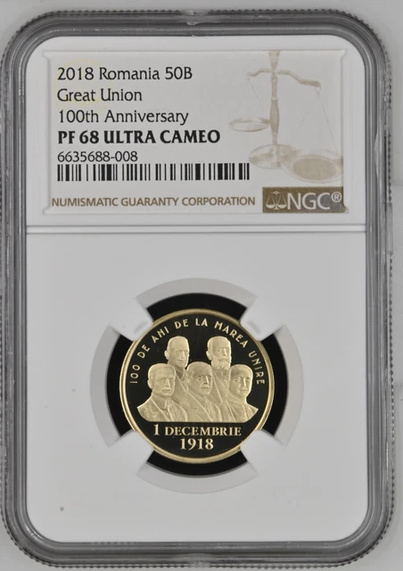 50 Bani 2018 Marea Unire NGC PF68 Coin Romania