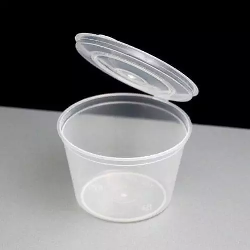 2oz Clear Hinged Lid Plastic Sauce Containers!