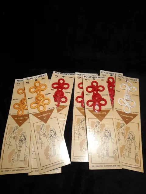 Lote De Colección Wright Cierres de Rana de Poliéster 8 Piezas, Oro, Rojo, Blanco