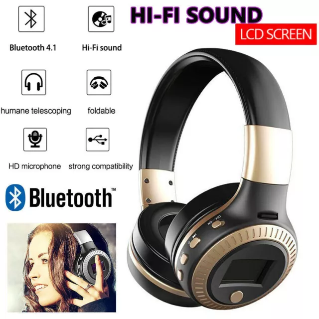 Bluetooth Wireless Headphones Over Ear Headset Earphones Noise Cancelling Gift