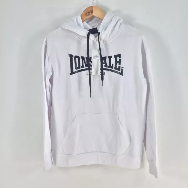 Lonsdale womens jumper size 12 white long sleeve hooded 057513