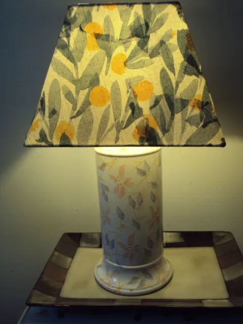 Table Lamp in blue, yellow and pink, glazed Studio Pottery Stoneware.