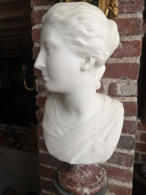 Buste Marbre Jeune Femme en DIANE Chasseresse XIXème Siècle