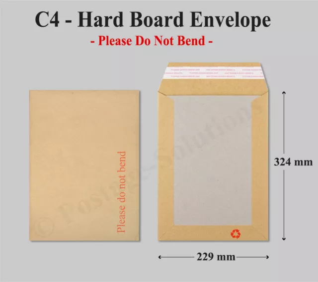 C4 Size Hard Board Backed Envelopes Quality A4 letters Certificates photos Cheap