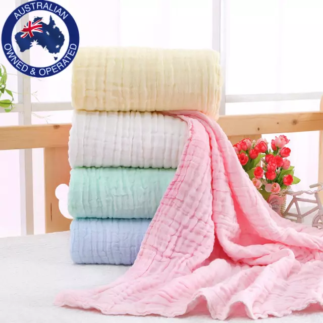 Thick Bamboo Cotton Muslin Baby Infant Swaddle Wrap Blanket Cot Bassinet Pram