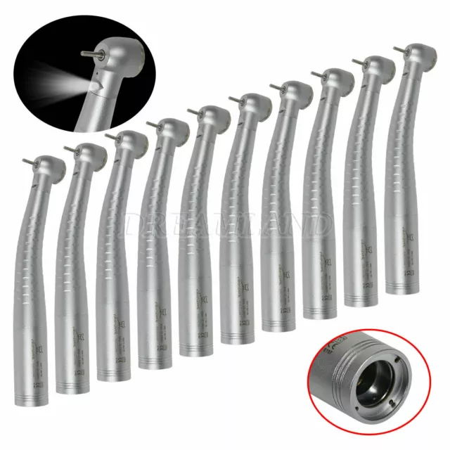 10PCS Dental LED Fiber Optic Turbine handpiece Fit Multifle Lux Coupler den-t