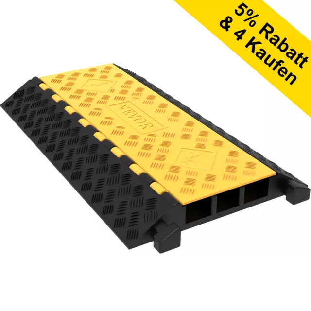 VEVOR 3-Channel Cable Protector Ramp 44092 lbs Floor Wire Cover Heavy-Duty