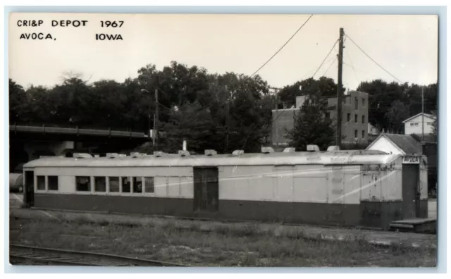 c1967 CRI&P Depot Avoca Iowa IA Railroad Train Depot Station RPPC Photo Postcard