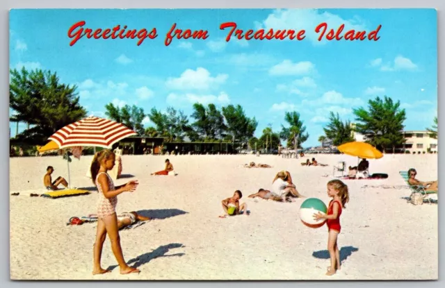 Greetings Treasure Island Municipal Beach Saint Petersburg Florida VNG Postcard
