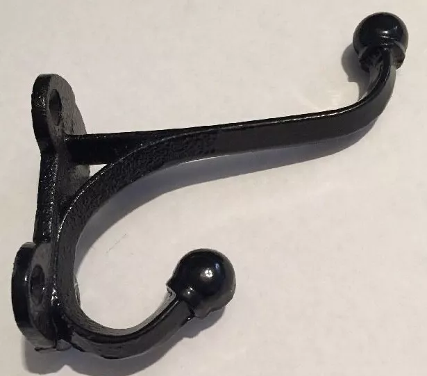 Black Cast Iron Harness Planter Hook 5" Closet Vintage Style Hat Amish Made USA
