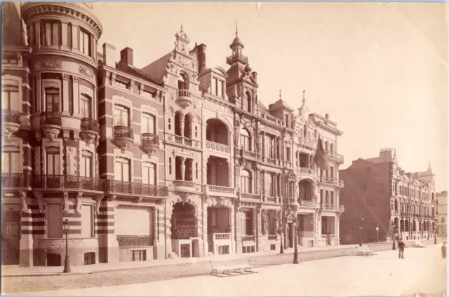 Belgique, Ostende, Façades, Vintage albumen print, ca.1880 Tirage vintage, légen