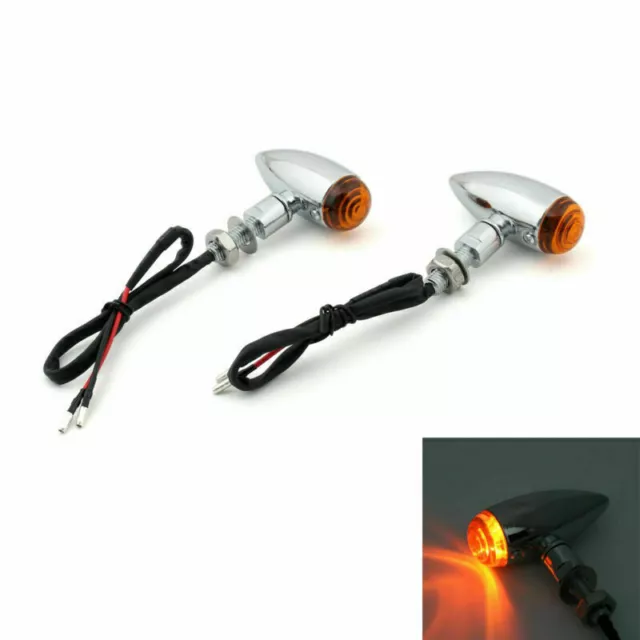 2x Chrome Amber Bullet Clignotante Light Pour Softail Dyna Sportster