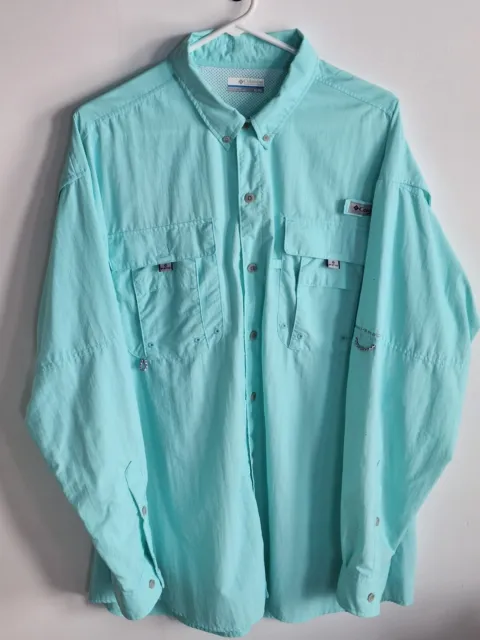 COLUMBIA PFG MENS XL Vented, OMNI-SHADE UPF 40 Long Sleeve Button Up Shirt  NWT $31.91 - PicClick