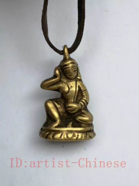 Collection Chinese old Bronze Carving Tibetan Buddha Statue Pendant Amulet