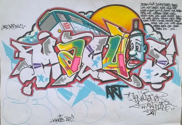 OPOIL Graffiti Sketch 21x29cm STREET ART ZENOY/MIST/JONONE/SEEN/QUIK/OBEY/ CES/IZ