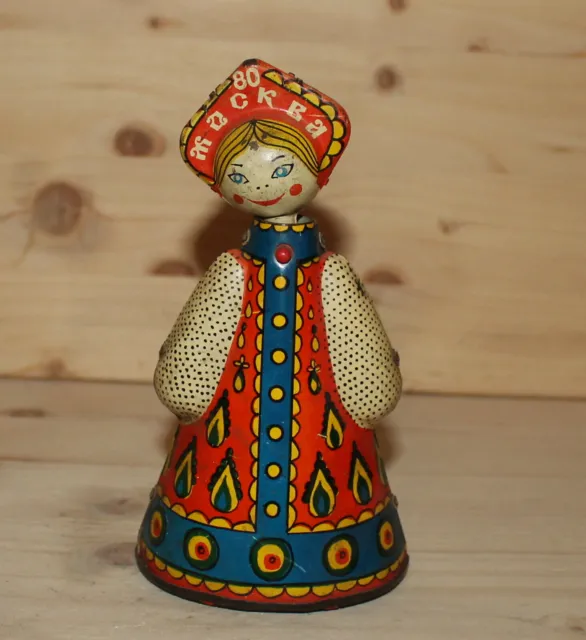 1980 Russian Moscow Olympic games tin wind up toy doll