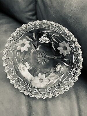 ABP Cut Glass 7 1/4” Footed Ferner, Flower Period, c. 1920,  Harvard & Daisy