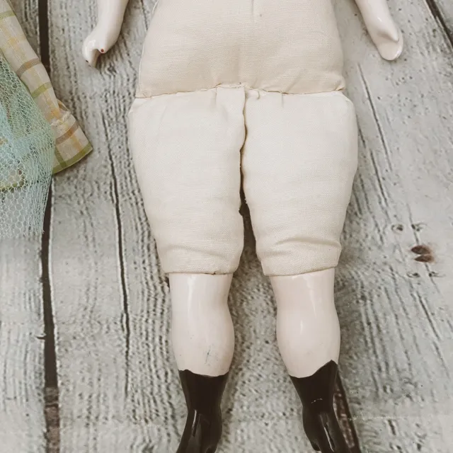 18” Reproduction Porcelain Bisque CHINA Head Arms Leg DOLL Vtg Cloth Body Outfit 8