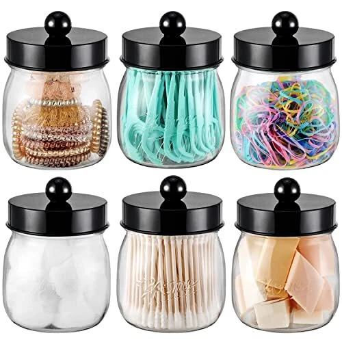 Farmhouse Decor Apothecary Jar Set Mason Jar Bathroom Vanity Storage Organizer