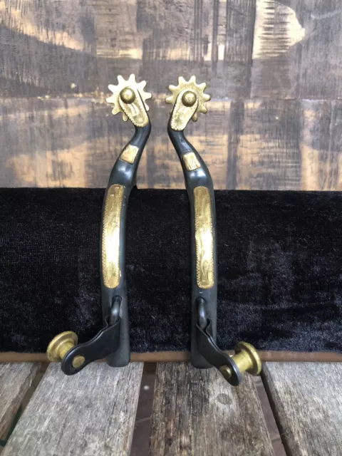 Men’s Roping Spurs 1/2” Band Western Horse Brass Trim AHE 025