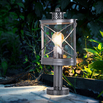 EGLO Extérieur sur Pied Lampe Terrasse Jardin Éclairage Retro Grille Embase Argent 