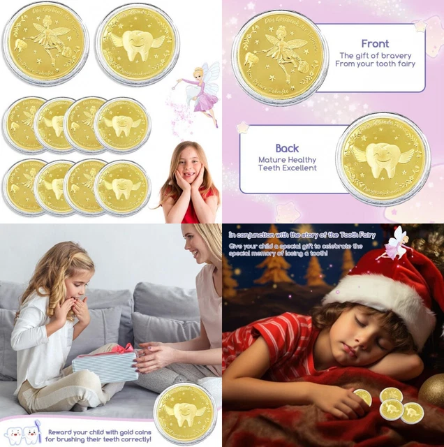 Ricordo Infanzia Monete Fatina Dei Denti - Set Con 10 Monete D'oro E Certificati Per Bambini Monete Oro Bambini - 11