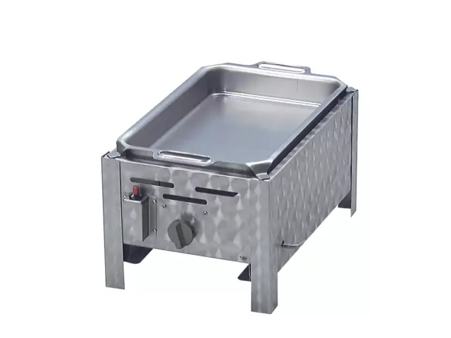 Edelstahl Grill Gasgrill 1 flammig mit Pfanne H: 6 cm 34 x 53 x 27 Partygrill