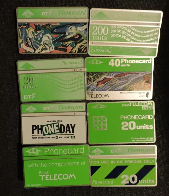 8 Used  Phonecards From British Telecom  No Value Collectors Item. Lot 5