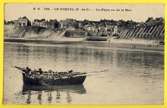 cpa Ecrite en 1924 LE PORTEL Pas de Calais Le PAYS vu de la MER Bateau Plongeurs