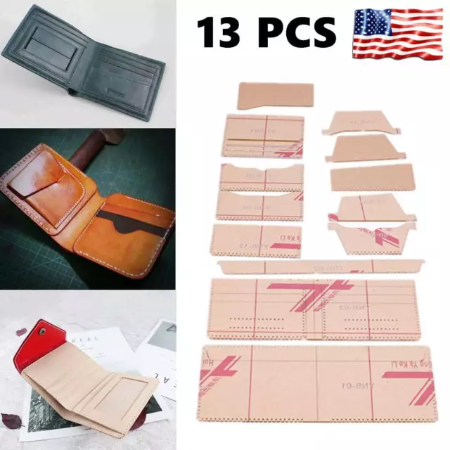 13Pcs Clear Acrylic Wallet Pattern Template Stencil DIY Leather Craft Mould Tool