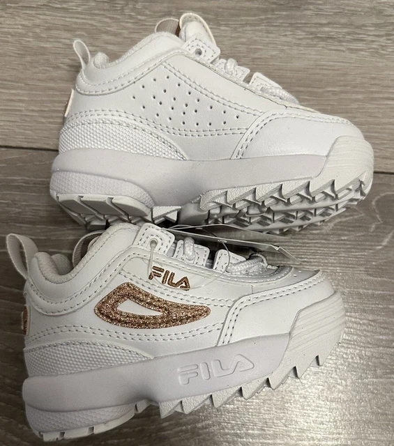 SCARPE DA GINNASTICA per neonati FILA Disrupter bianche e oro rosa